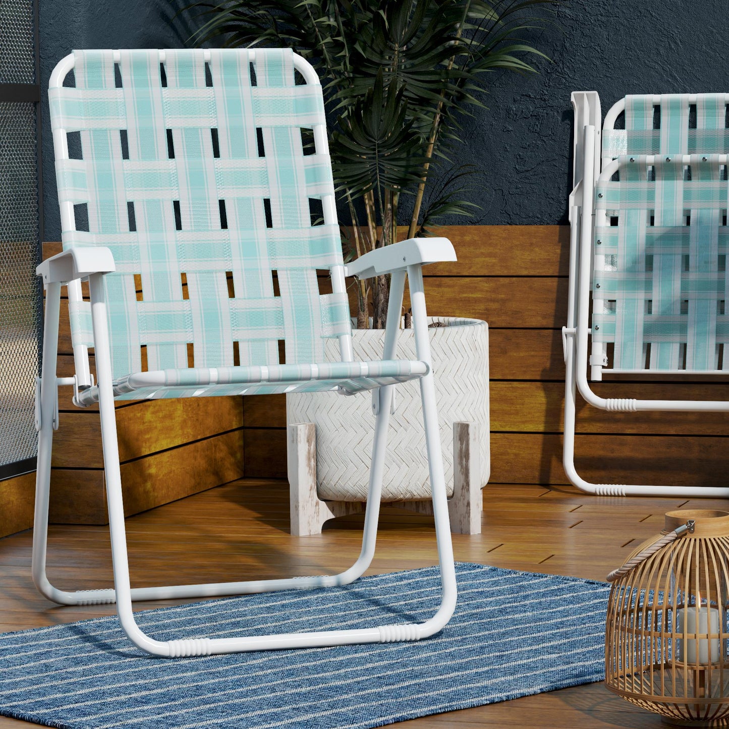 Novogratz Poolside Gossip, Priscilla Folding Chairs, 2-Pack, Aqua Haze - Aqua Haze - 2-Pack