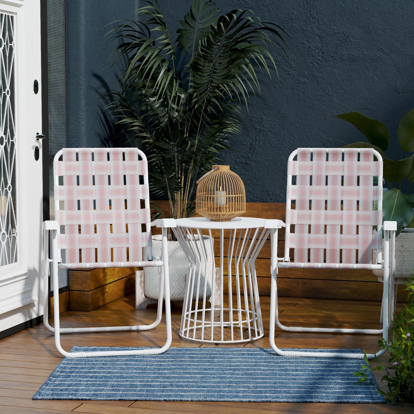 Novogratz Poolside Gossip, Priscilla Folding Chairs, 2-Pack, Rosewater - Rosewater - 2-Pack
