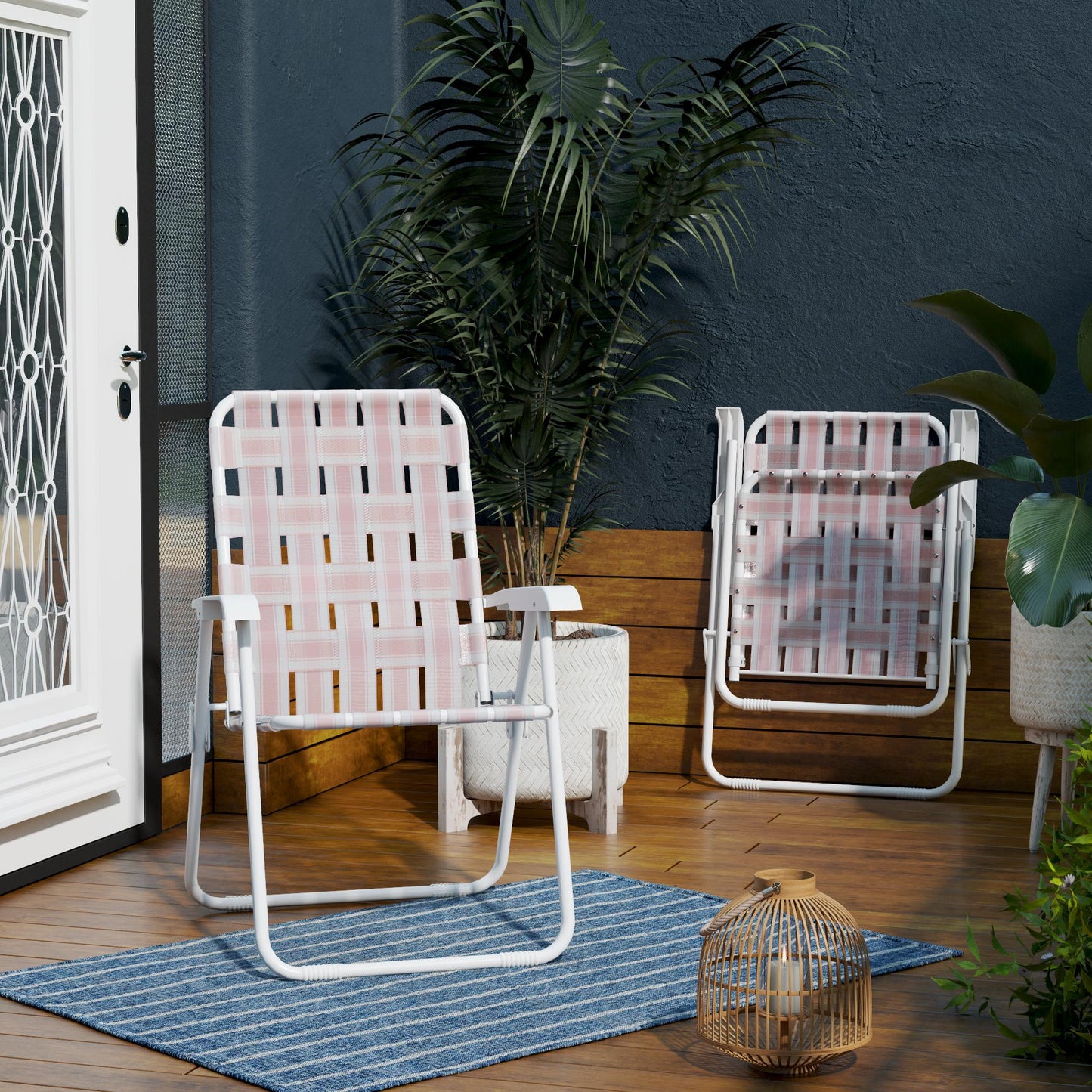 Novogratz Poolside Gossip, Priscilla Folding Chairs, 2-Pack, Rosewater - Rosewater - 2-Pack
