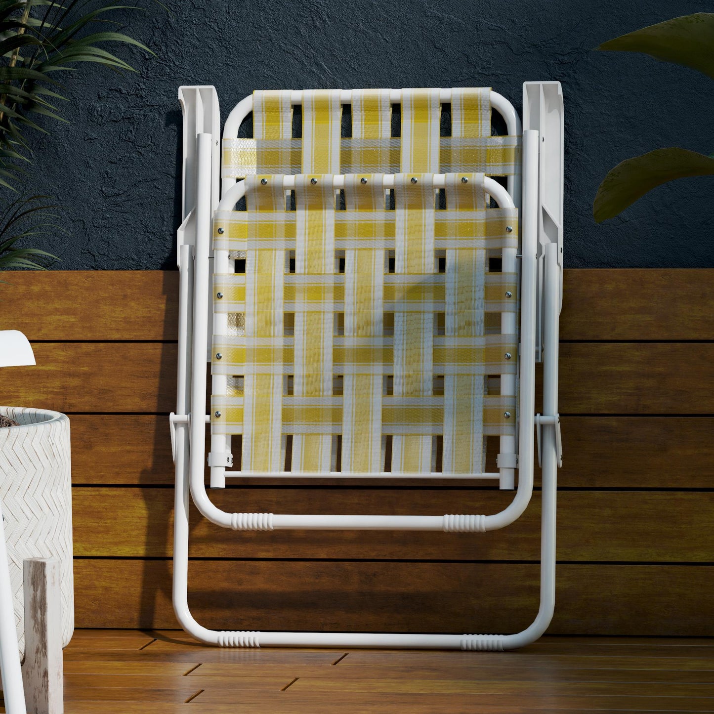 Novogratz Poolside Gossip, Priscilla Folding Chairs, 2-Pack, Yellow - Yellow - 2-Pack