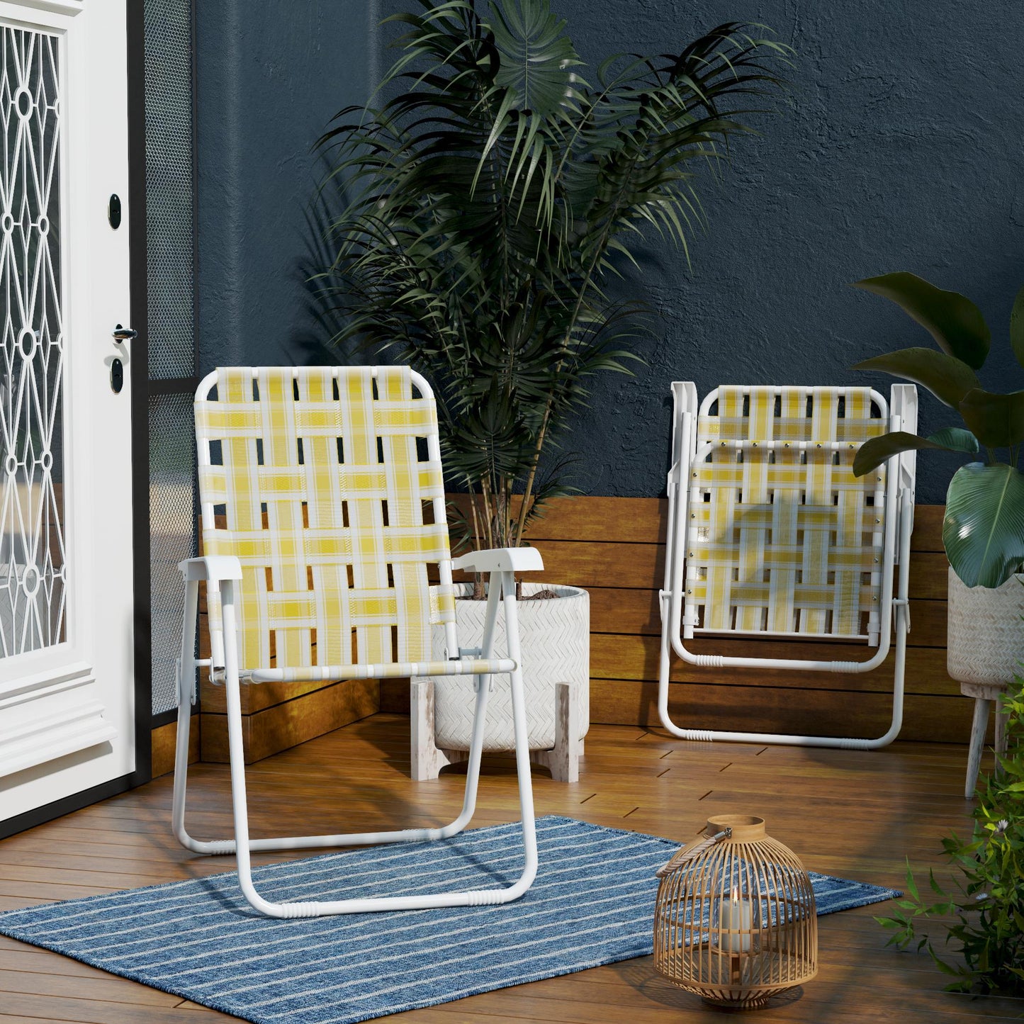 Novogratz Poolside Gossip, Priscilla Folding Chairs, 2-Pack, Yellow - Yellow - 2-Pack