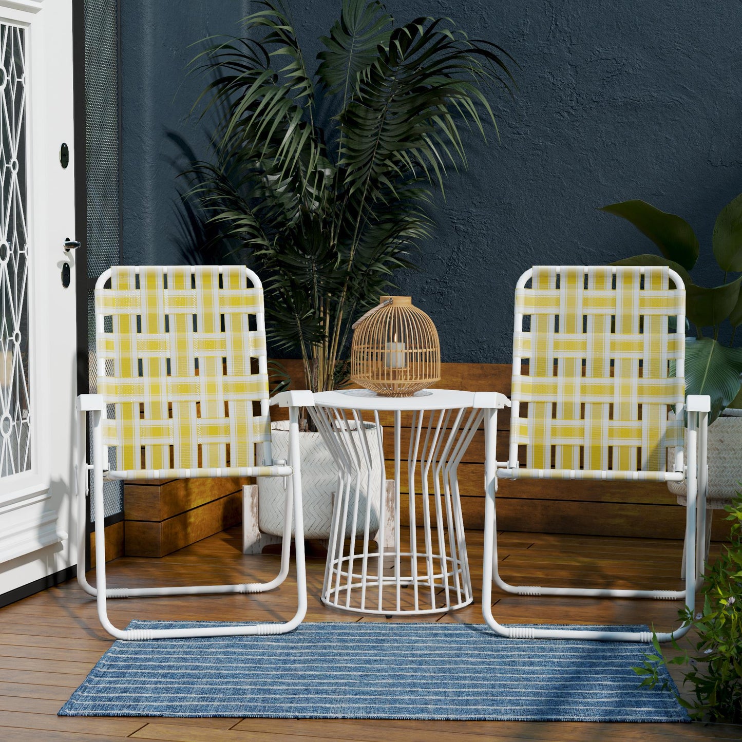 Novogratz Poolside Gossip, Priscilla Folding Chairs, 2-Pack, Yellow - Yellow - 2-Pack