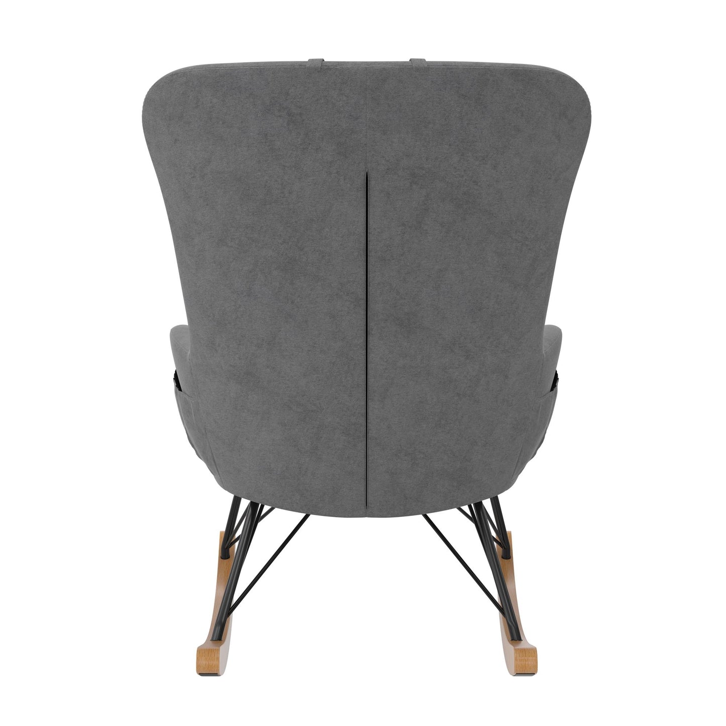 Robbie Rocker Accent Chair with Storage Pockets and Matching Pillow Headrest - Gray