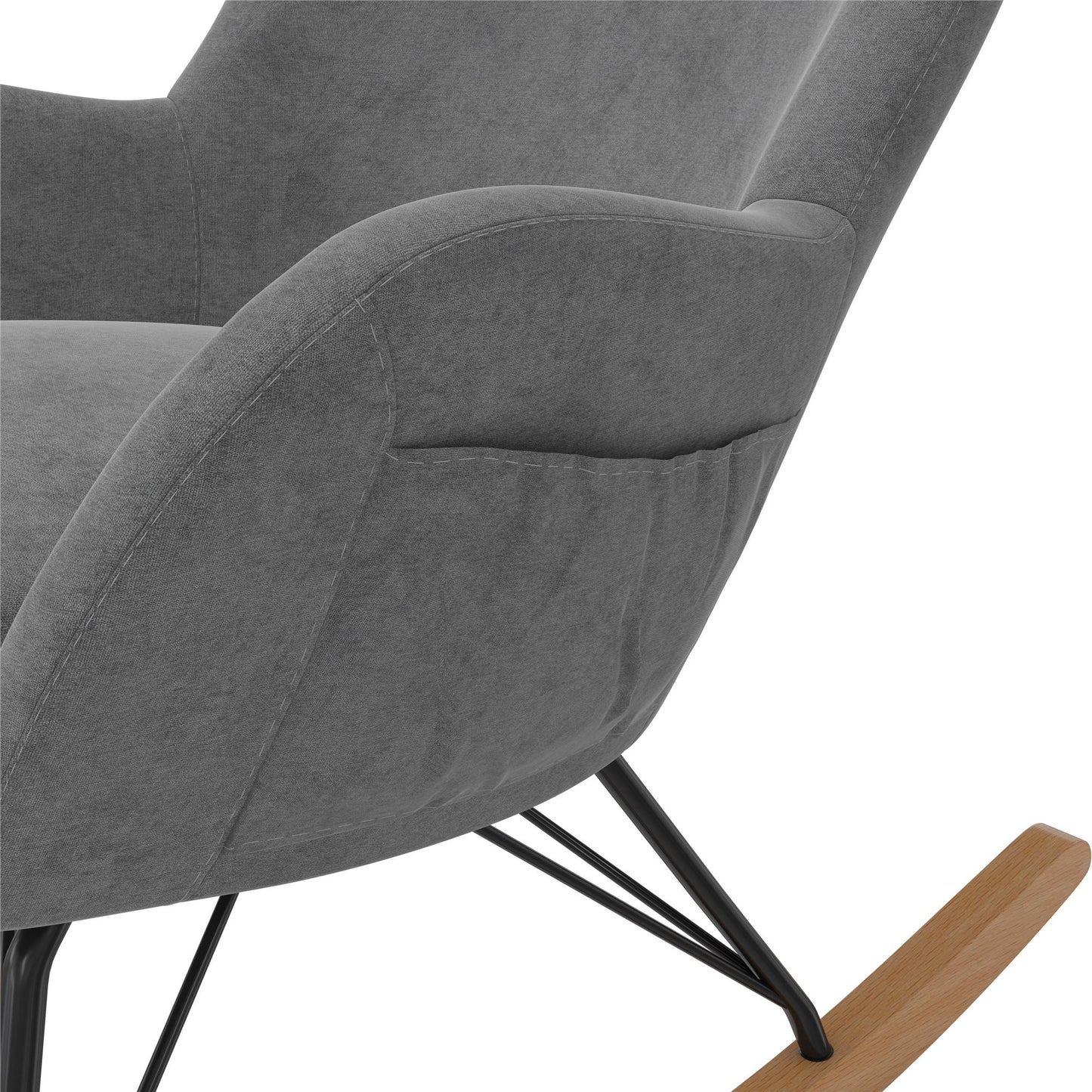 Robbie Rocker Accent Chair with Storage Pockets and Matching Pillow Headrest - Gray