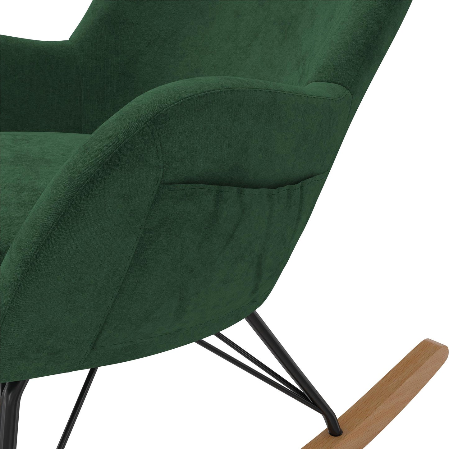Robbie Rocker Accent Chair with Storage Pockets and Matching Pillow Headrest - Green