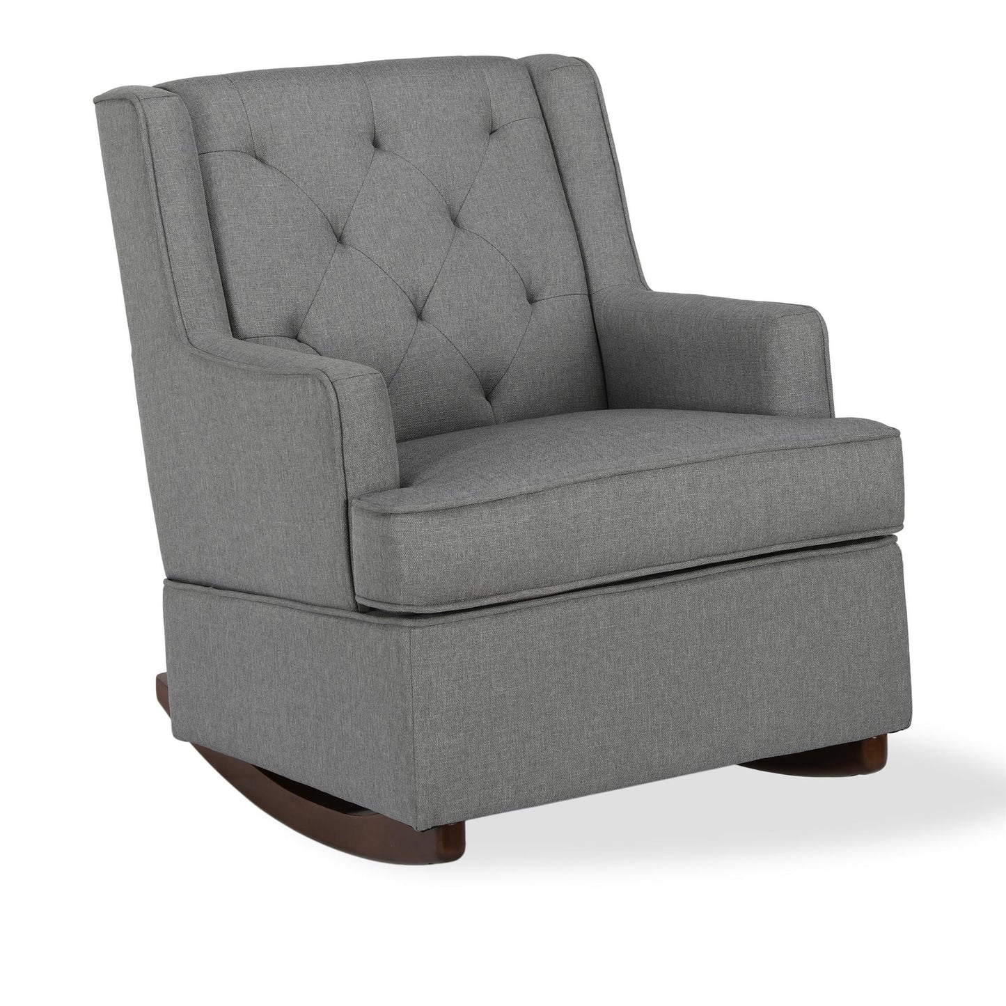 Bennet Transitional Wingback Linen Upholstered Nursery Rocker Chair - Grey Linen