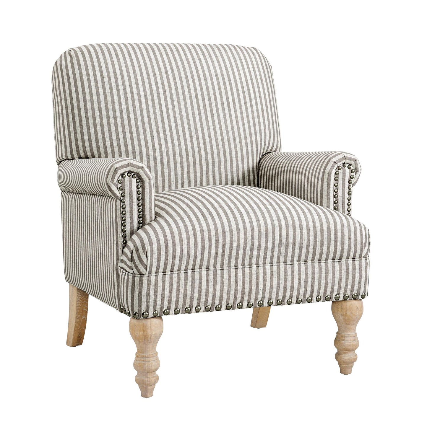 Jaya Upholstered Accent Chair with Solid Wood Feet - Beige Stripe