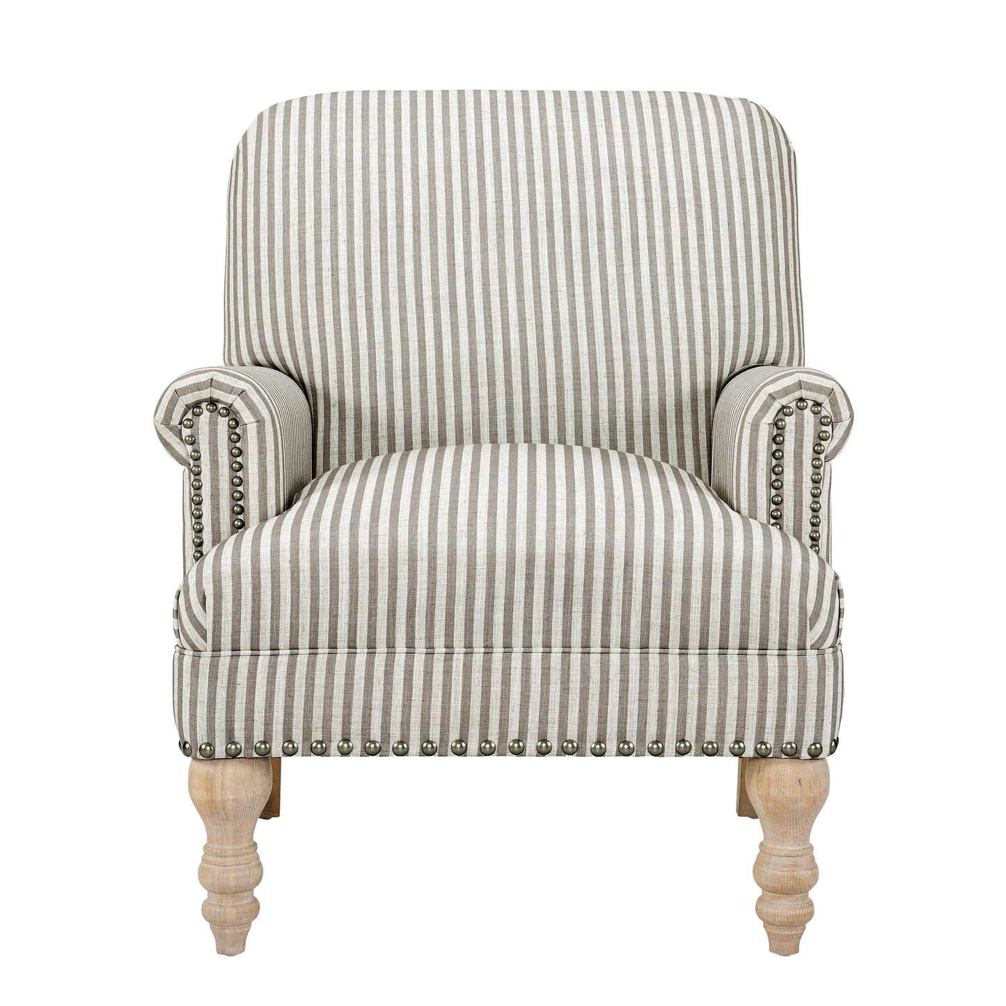 Jaya Upholstered Accent Chair with Solid Wood Feet - Beige Stripe