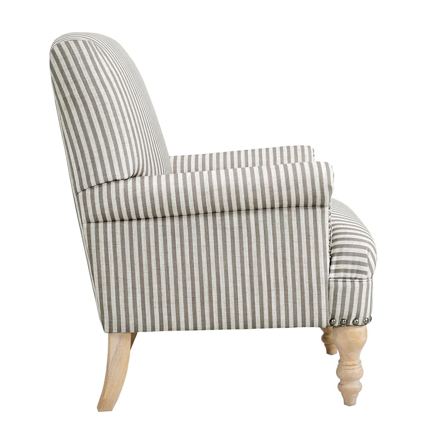 Jaya Upholstered Accent Chair with Solid Wood Feet - Beige Stripe