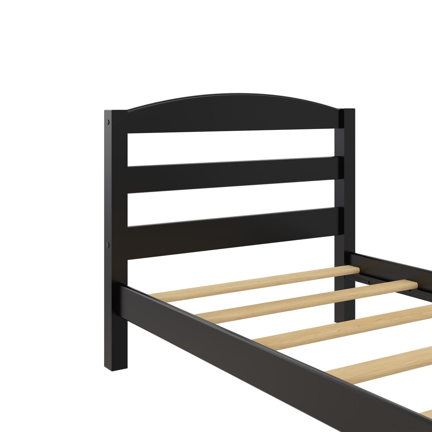 Braylon Twin Sized Wooden Bed Frame with Wood Slats - Black