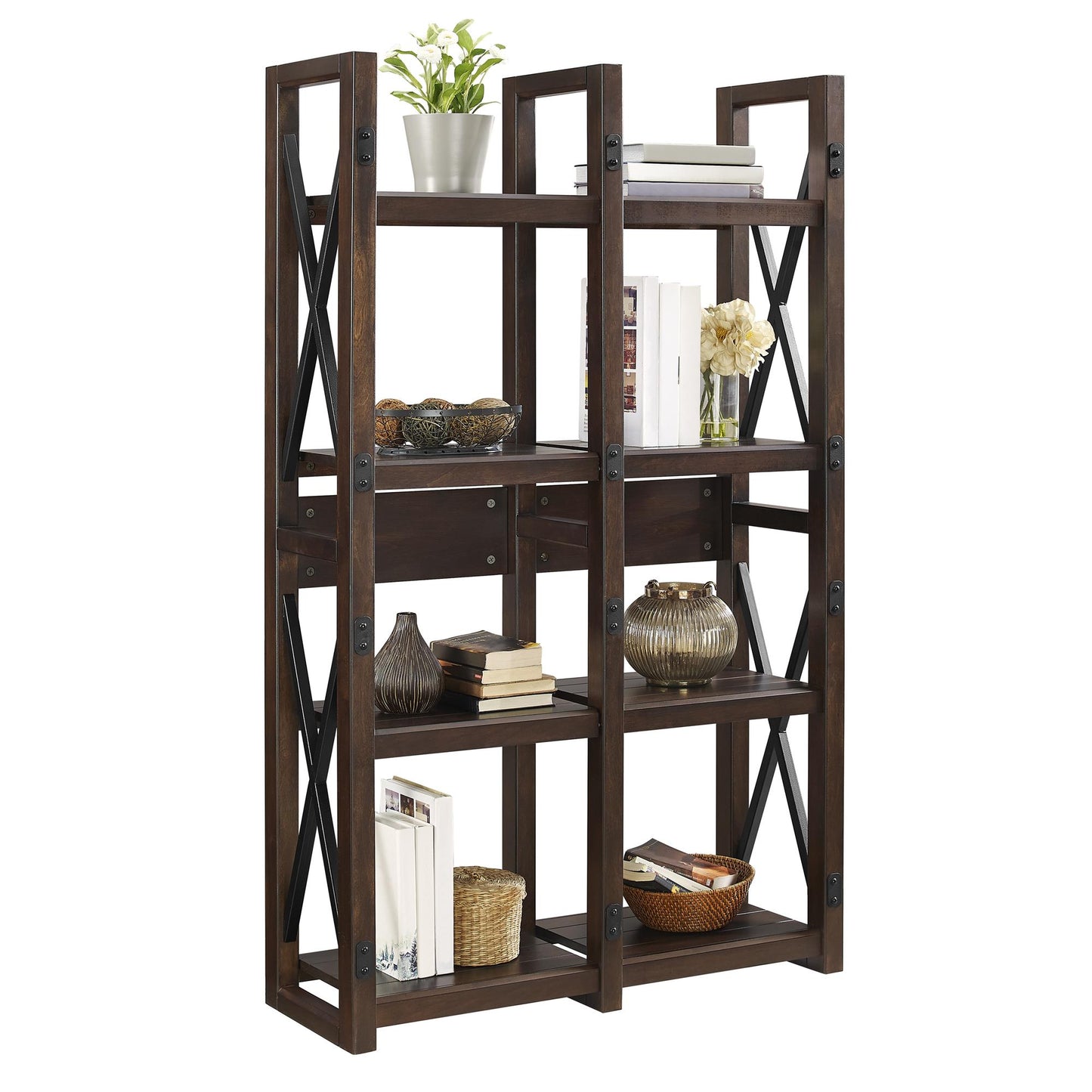 Wildwood Wood Veneer Bookcase/Room Divider with 8 Shelves - Espresso