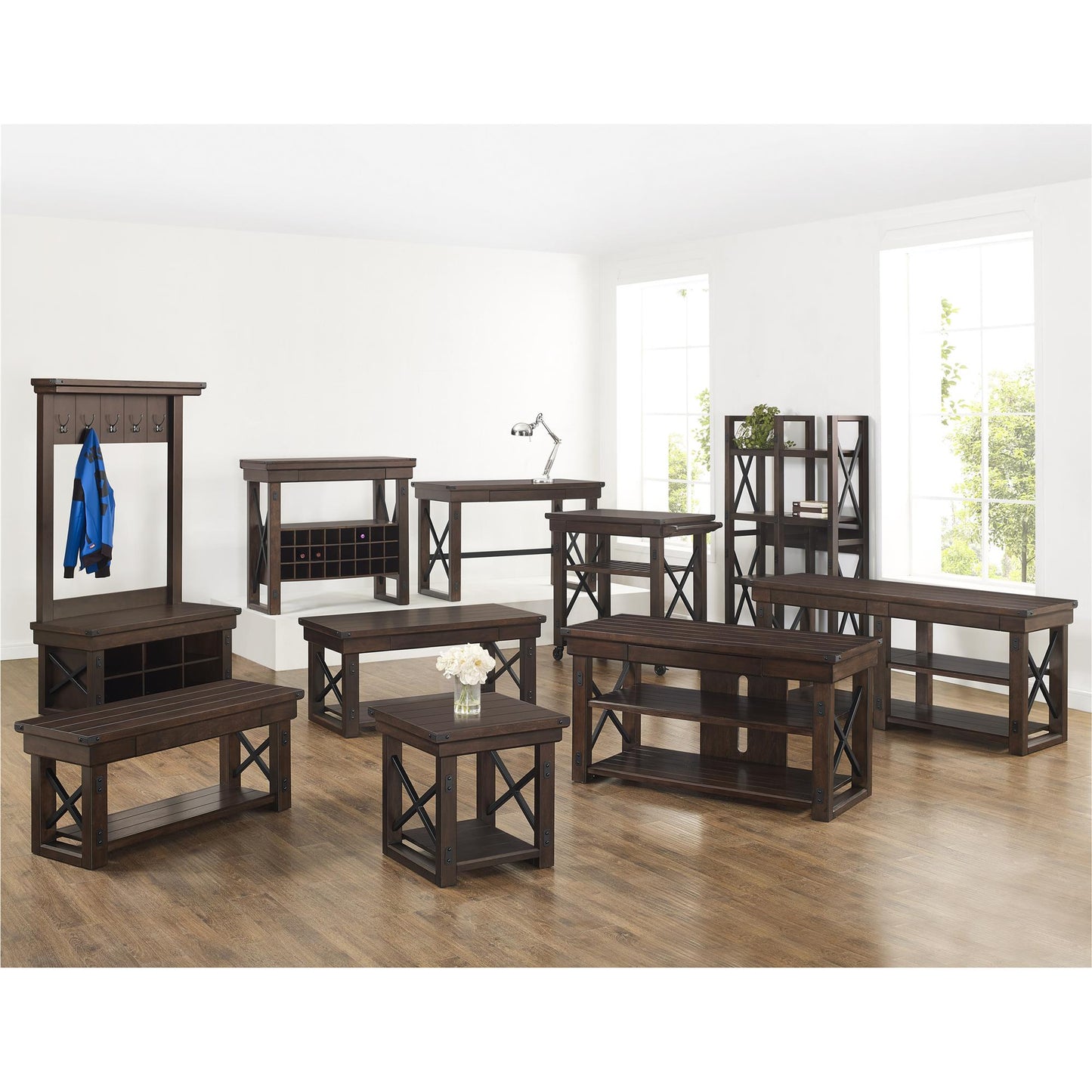 Wildwood Wood Veneer Bookcase/Room Divider with 8 Shelves - Espresso