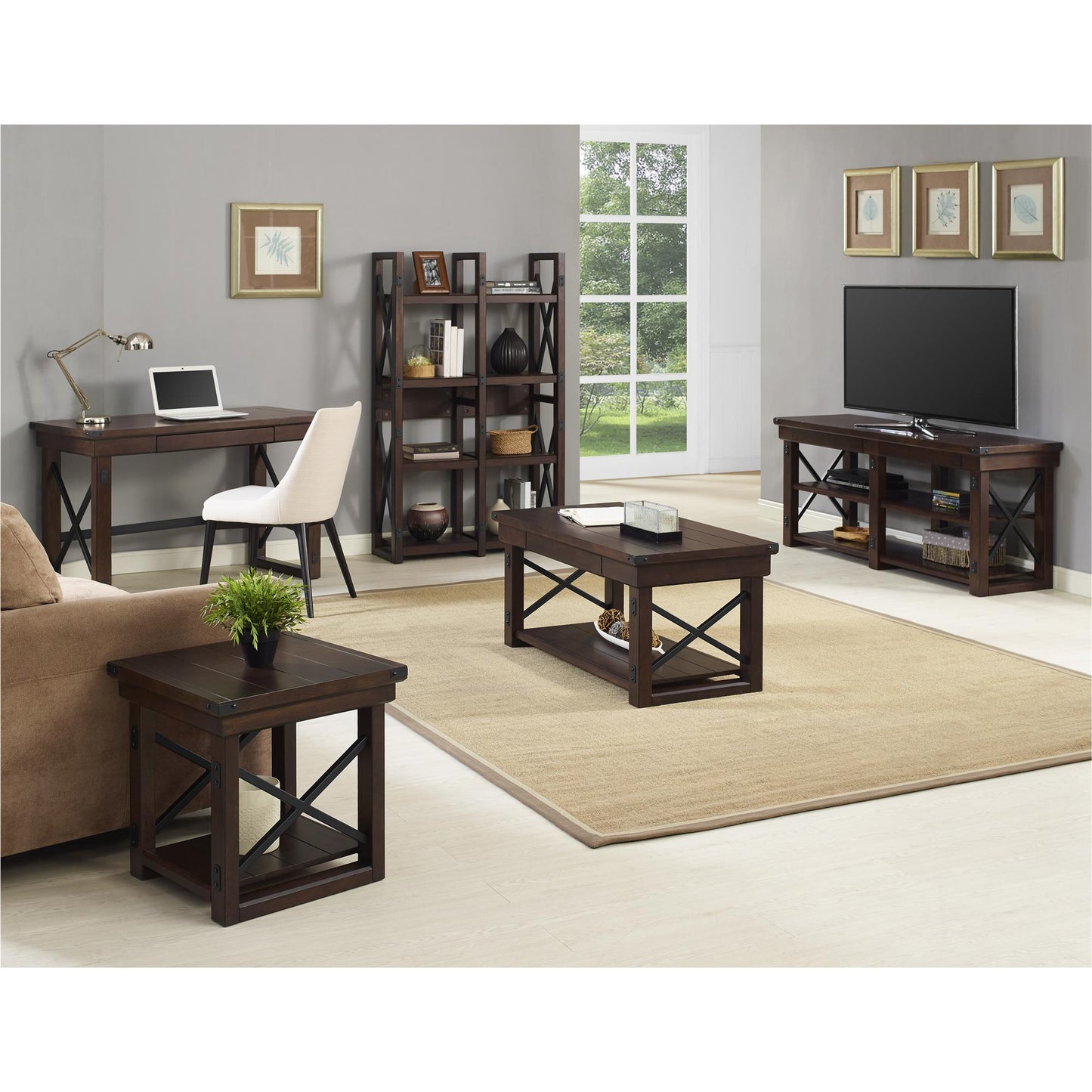 Wildwood Wood Veneer Bookcase/Room Divider with 8 Shelves - Espresso