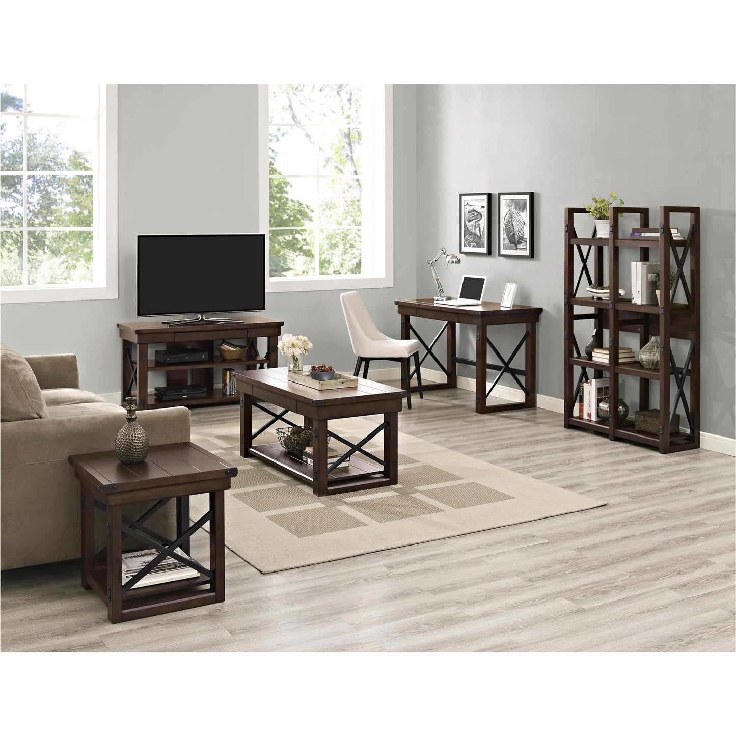 Wildwood Wood Veneer Bookcase/Room Divider with 8 Shelves - Espresso