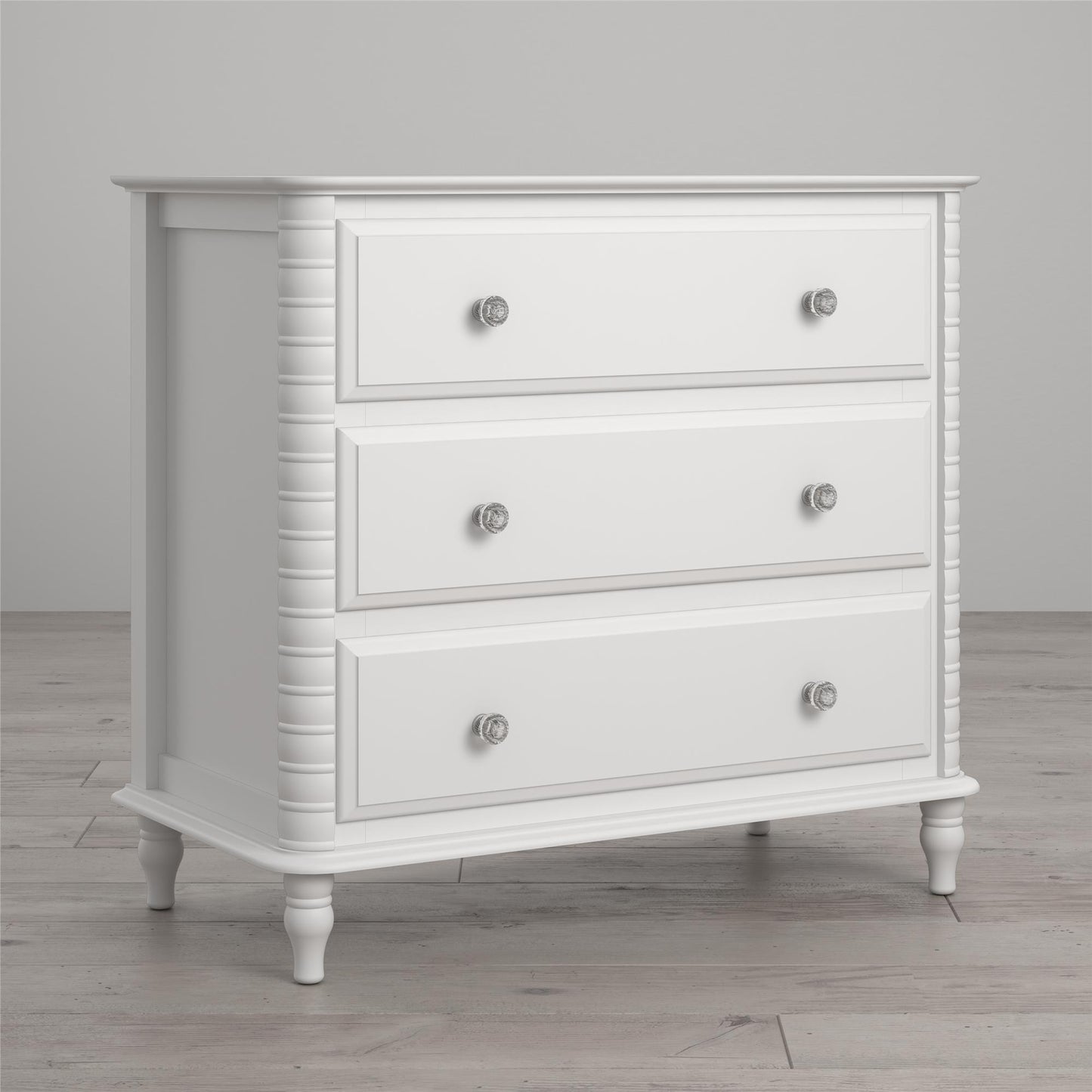 Rowan Valley Linden 3 Drawer Dresser with Wood Feet - White