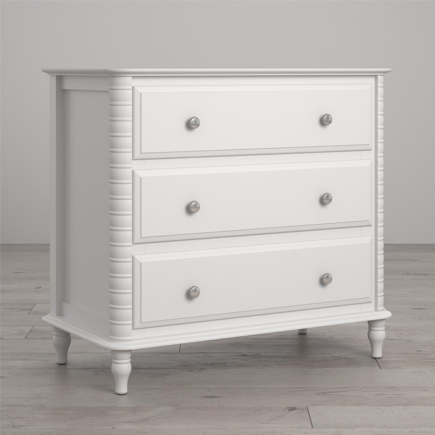 Rowan Valley Linden 3 Drawer Dresser with Wood Feet - White