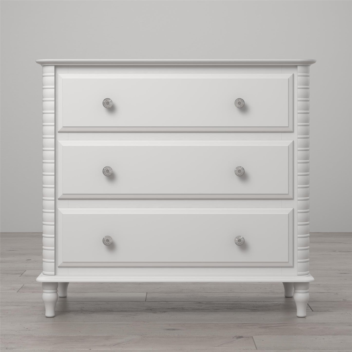 Rowan Valley Linden 3 Drawer Dresser with Wood Feet - White