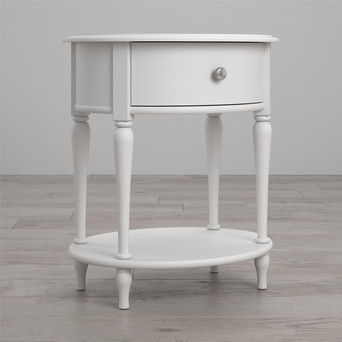 Rowan Valley Laren Oval 1 Drawer Nightstand with Wood Legs - White