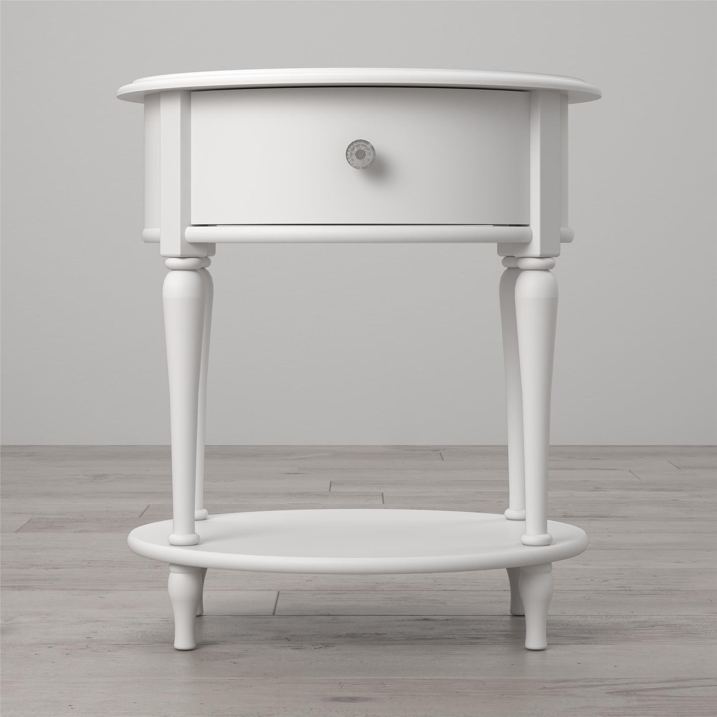 Rowan Valley Laren Oval 1 Drawer Nightstand with Wood Legs - White