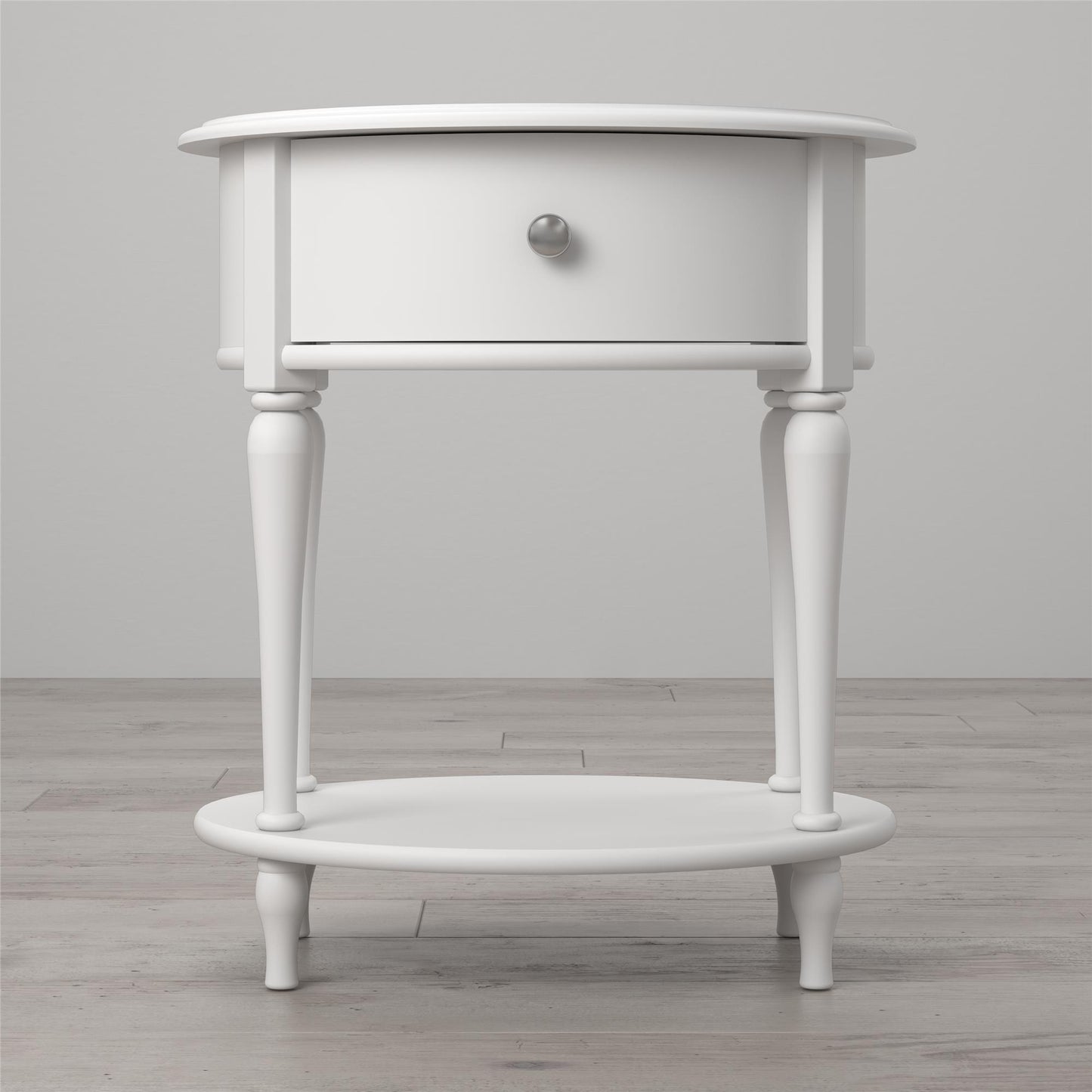 Rowan Valley Laren Oval 1 Drawer Nightstand with Wood Legs - White