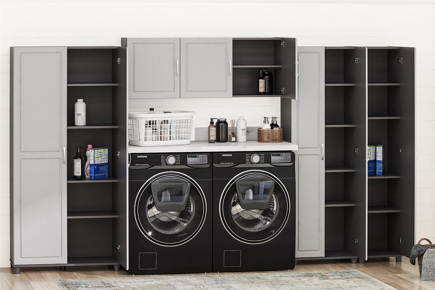 Kendall 16 Inch Multipurpose Storage Cabinet with 5 Shelves - Gray