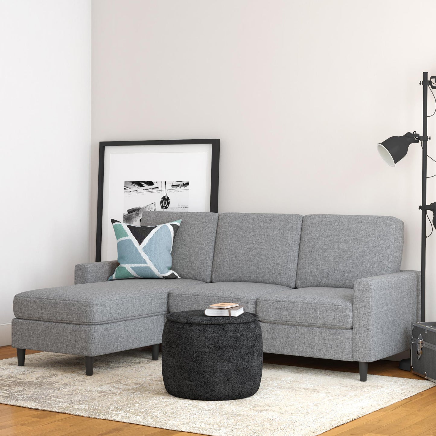 DHP Kaci Reversible Contemporary Upholstered Sectional, Gray - Gray