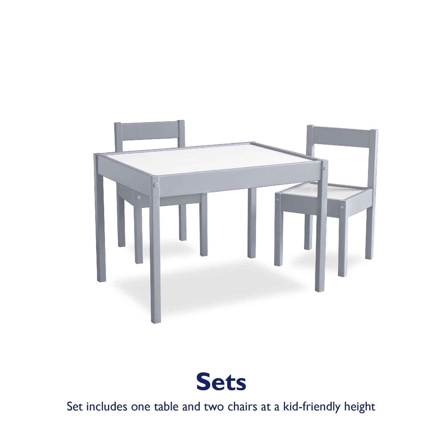 Hunter 3-Piece Kiddy Table and Chair Kids Set - Gray