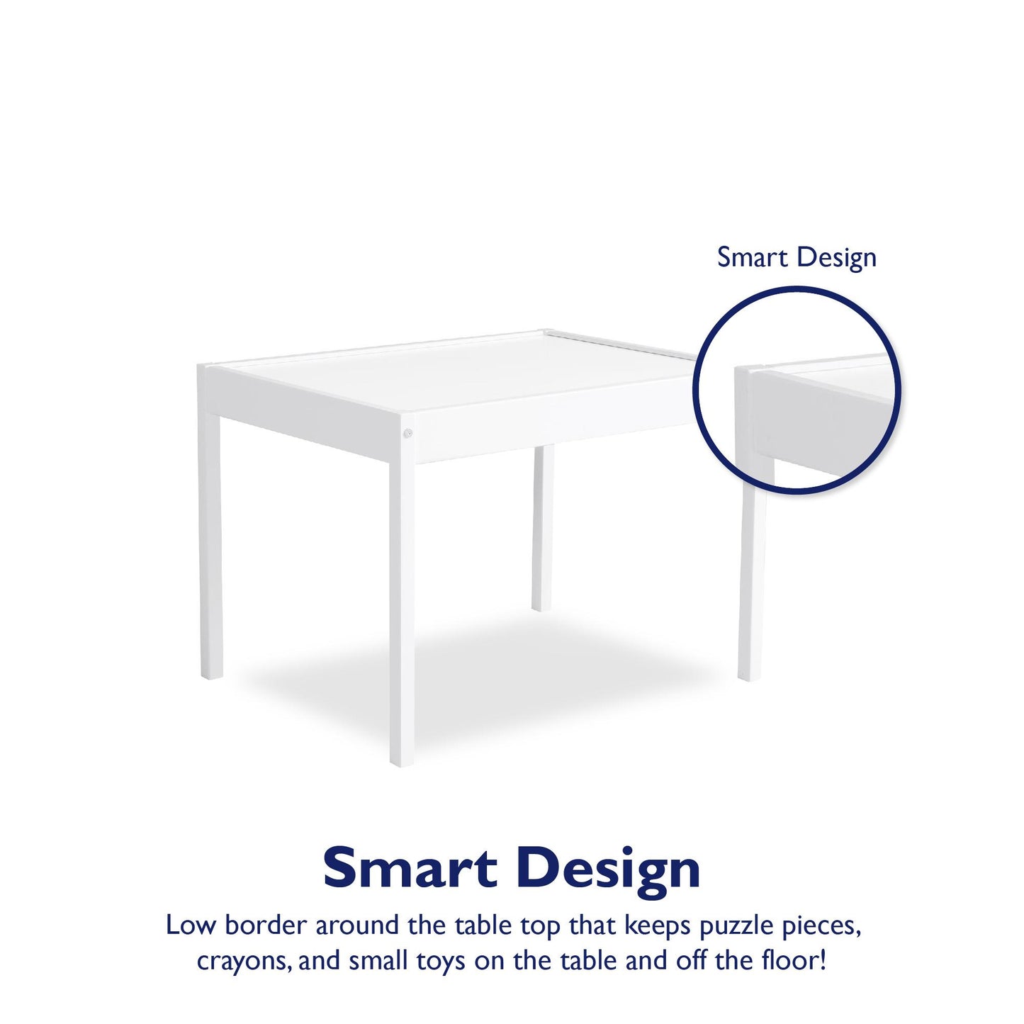 Hunter 3-Piece Kiddy Table and Chair Kids Set - White