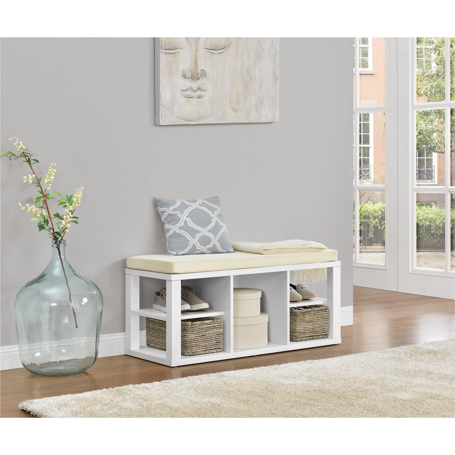 Parsons Multipurpose Storage Bench with Foam Cushion - White