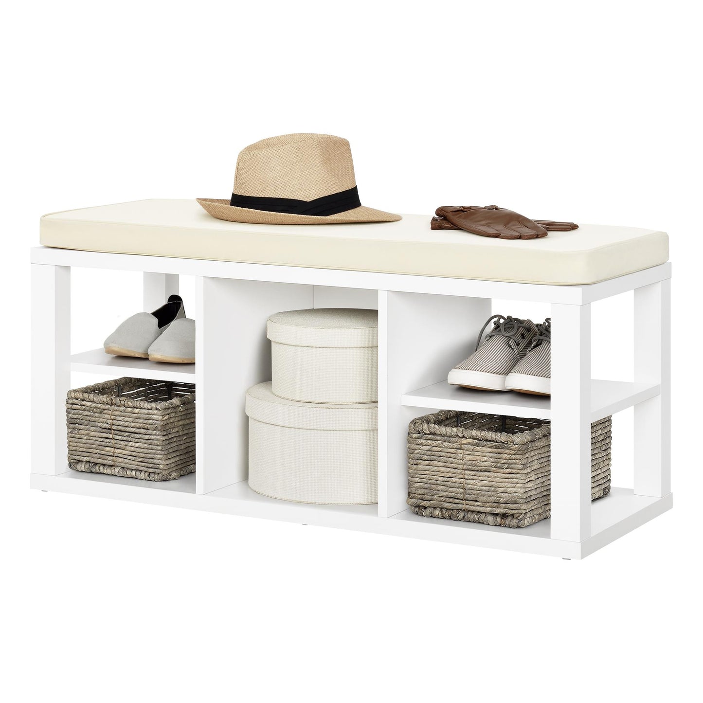 Parsons Multipurpose Storage Bench with Foam Cushion - White