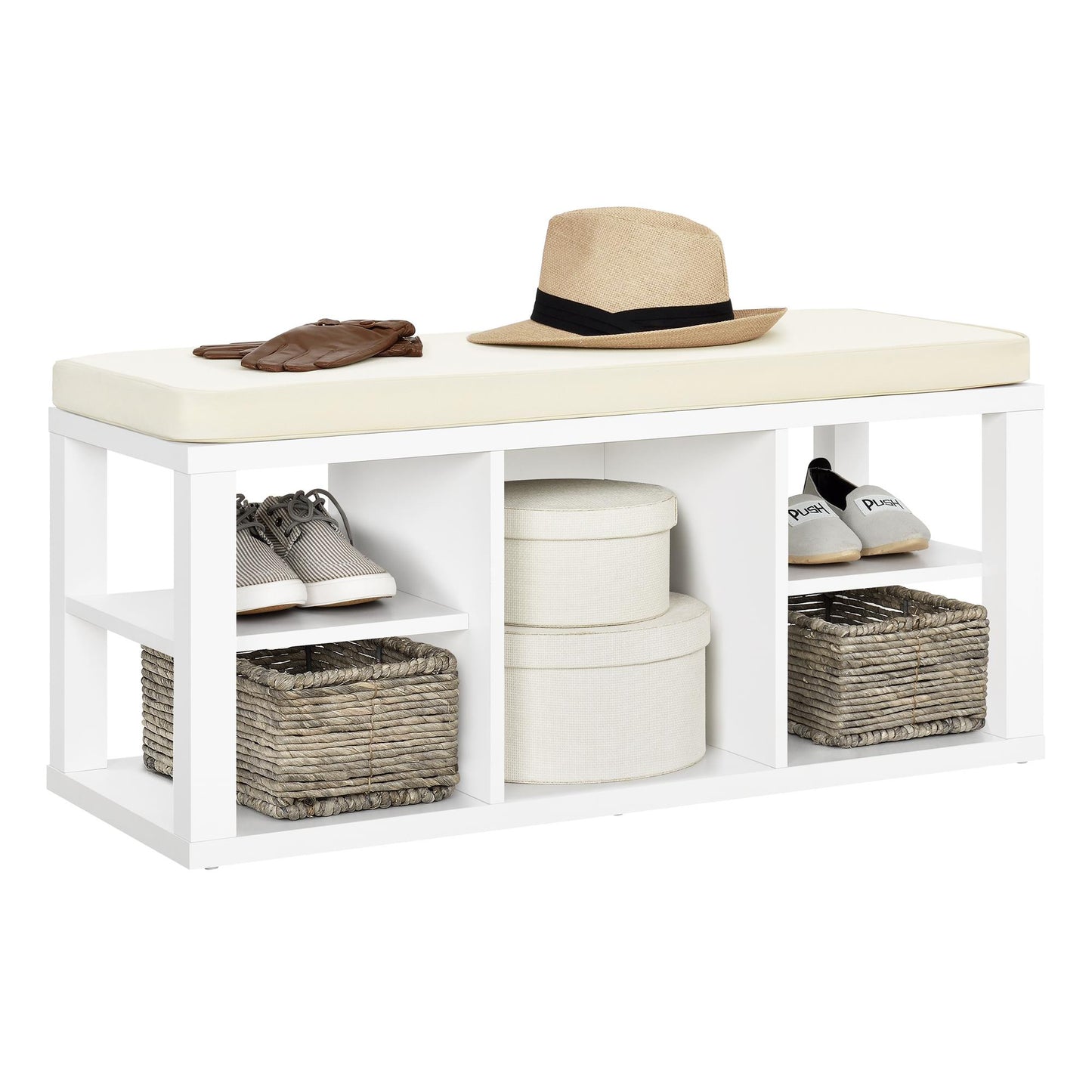 Parsons Multipurpose Storage Bench with Foam Cushion - White