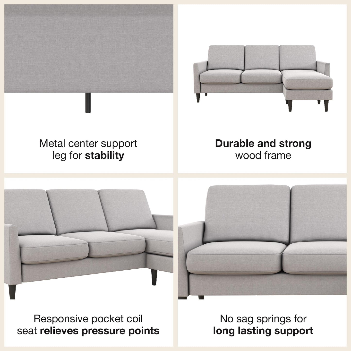 Winston Reversible Sofa Sectional - Light Gray