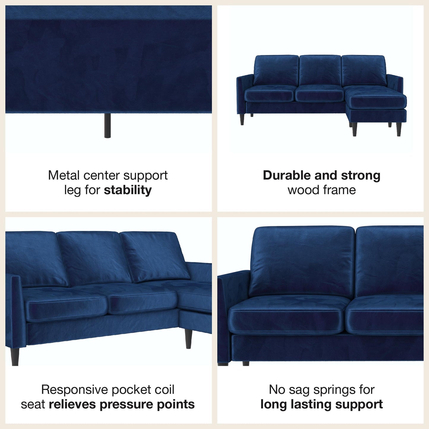 Winston Reversible Sofa Sectional - Blue