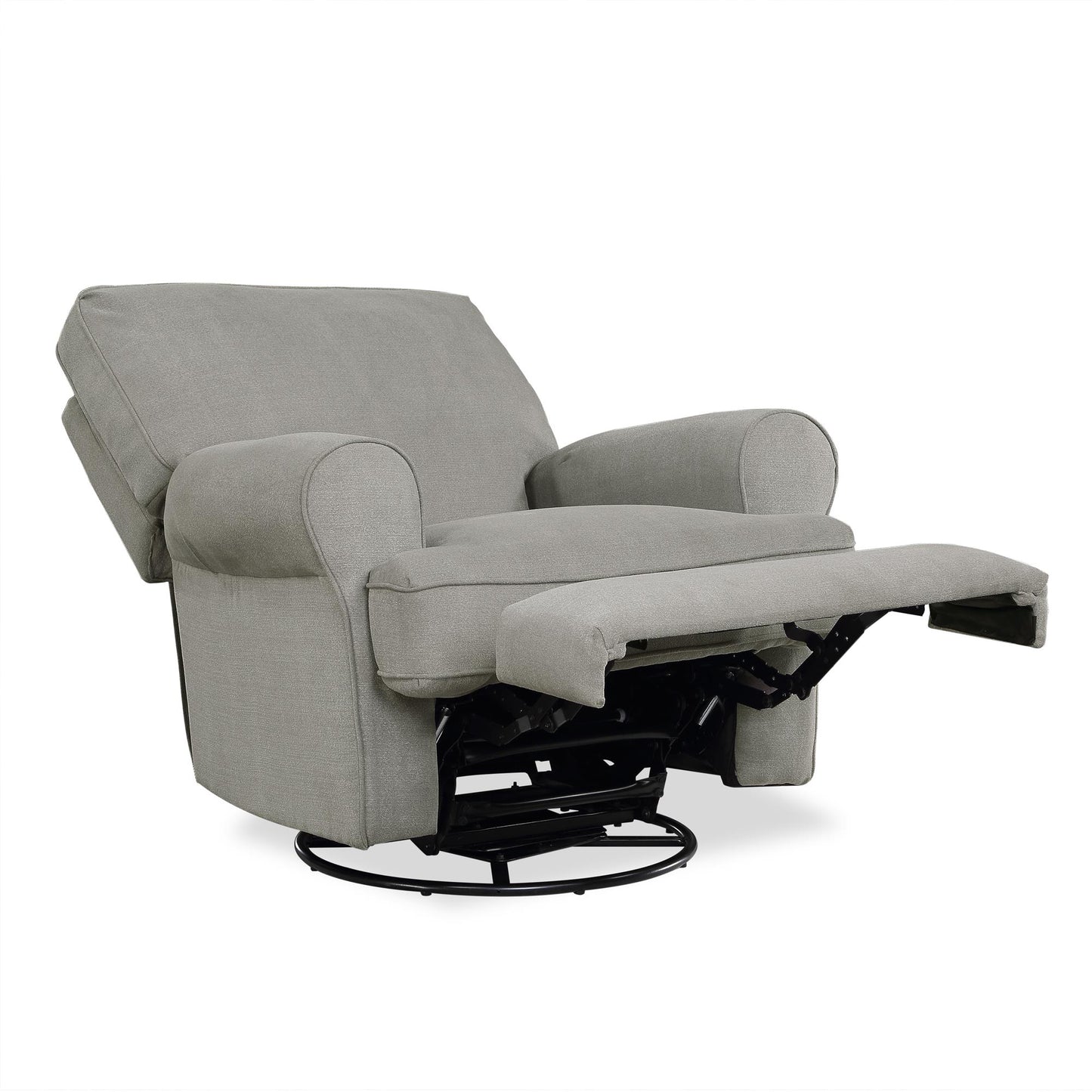 Tiana Swivel Glider Recliner Chair with Big Roll Arms and Pillowback - Gray
