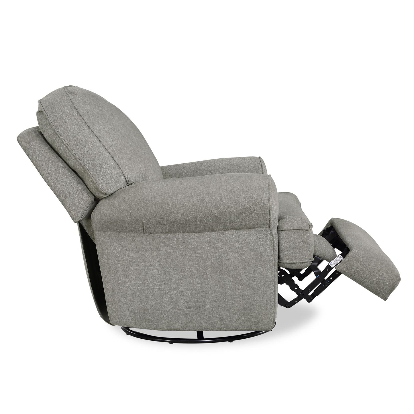 Tiana Swivel Glider Recliner Chair with Big Roll Arms and Pillowback - Gray