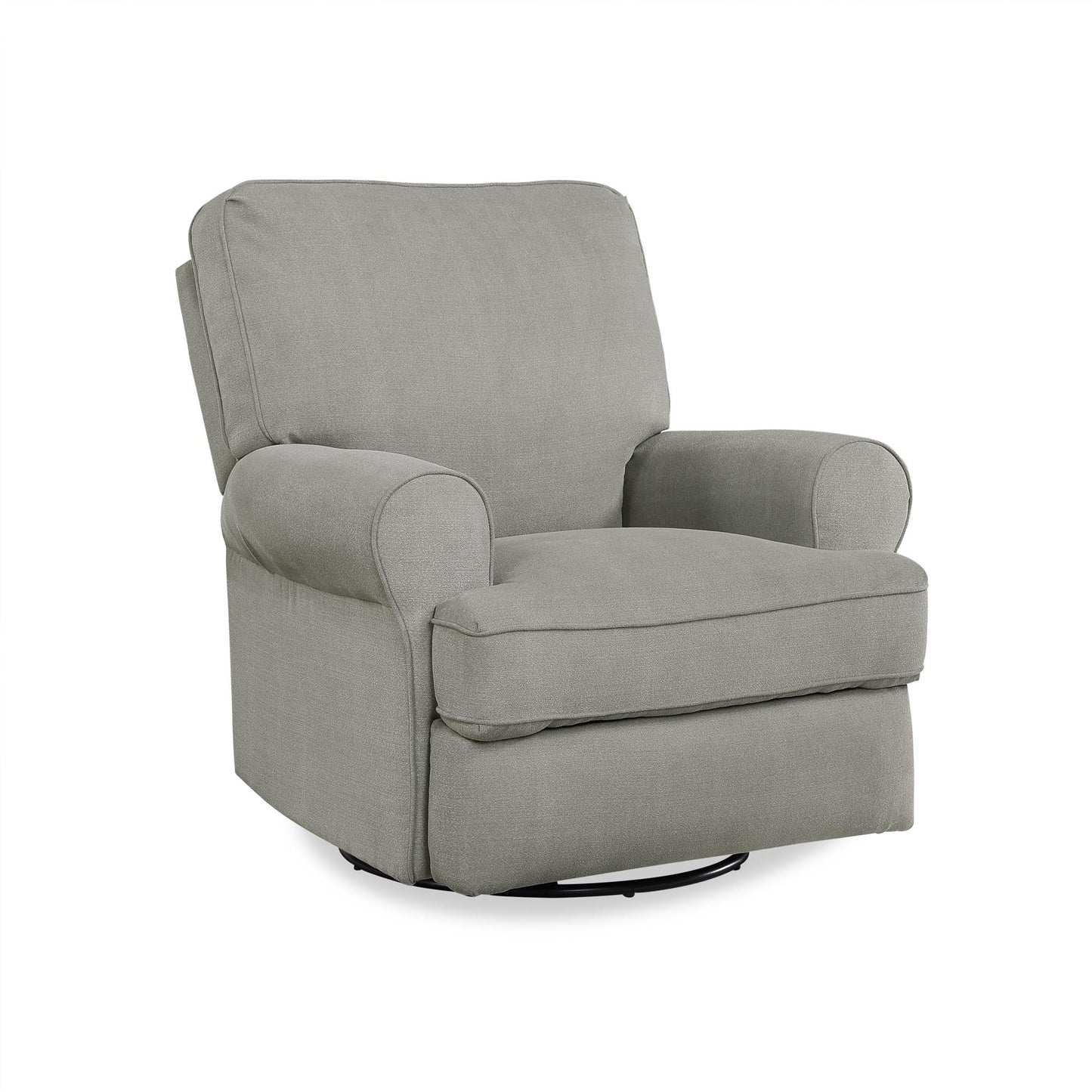 Tiana Swivel Glider Recliner Chair with Big Roll Arms and Pillowback - Gray