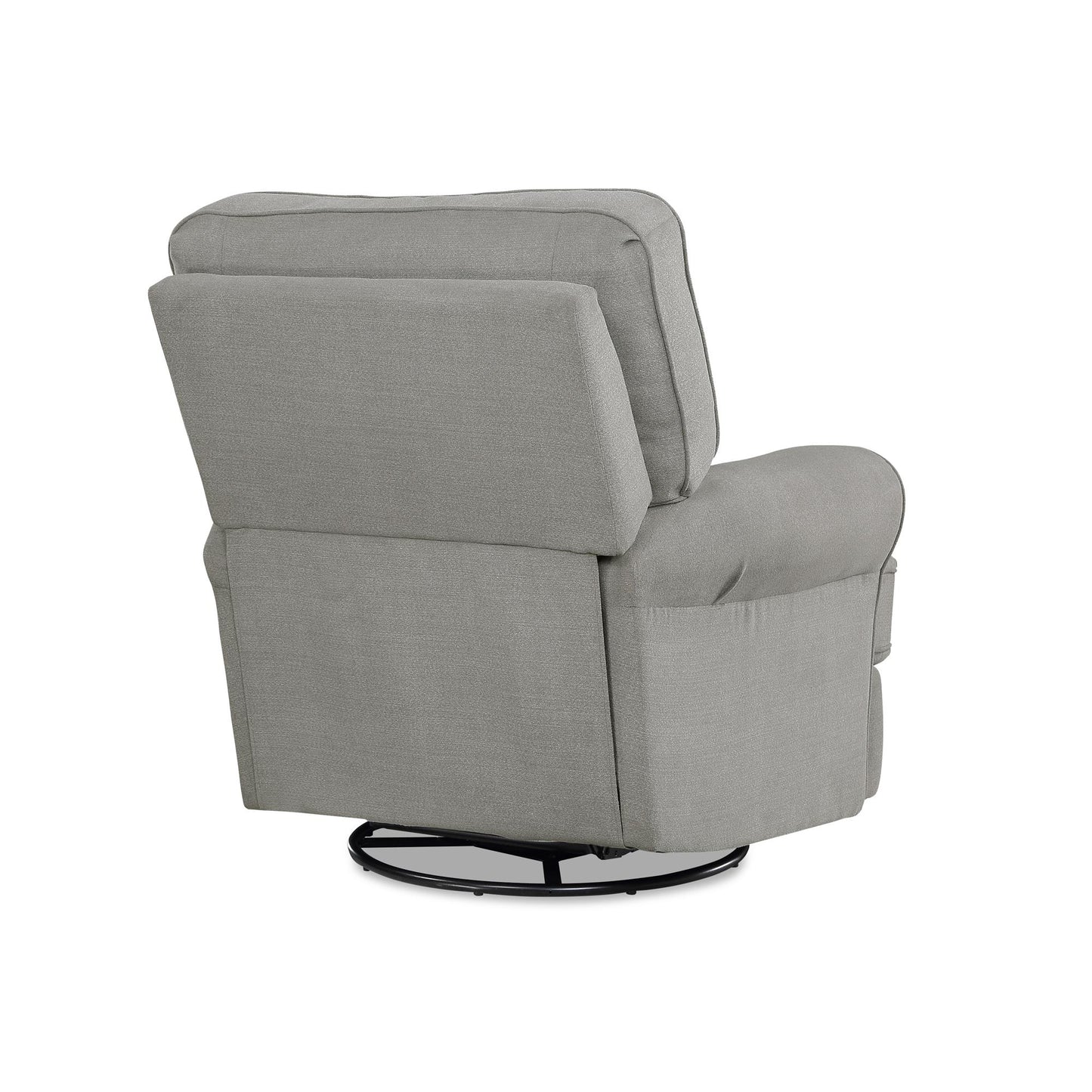 Tiana Swivel Glider Recliner Chair with Big Roll Arms and Pillowback - Gray