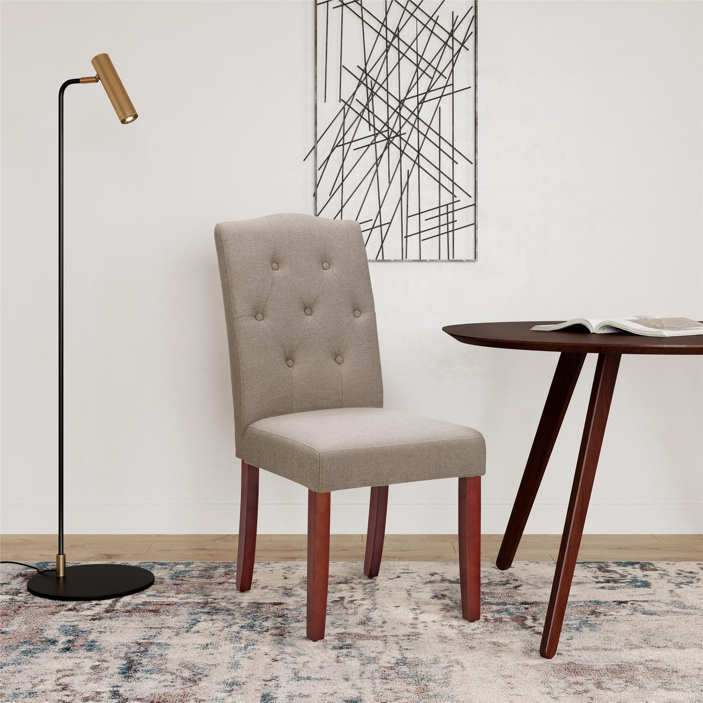 Better Homes and Gardens Parsons Upholstered Tufted Dining Chair, Taupe - Dark Taupe