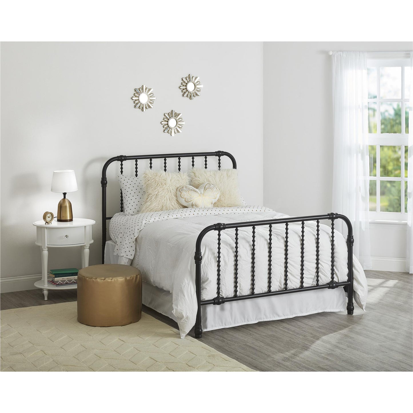 Rowan Valley Laren Oval 1 Drawer Nightstand with Wood Legs - White