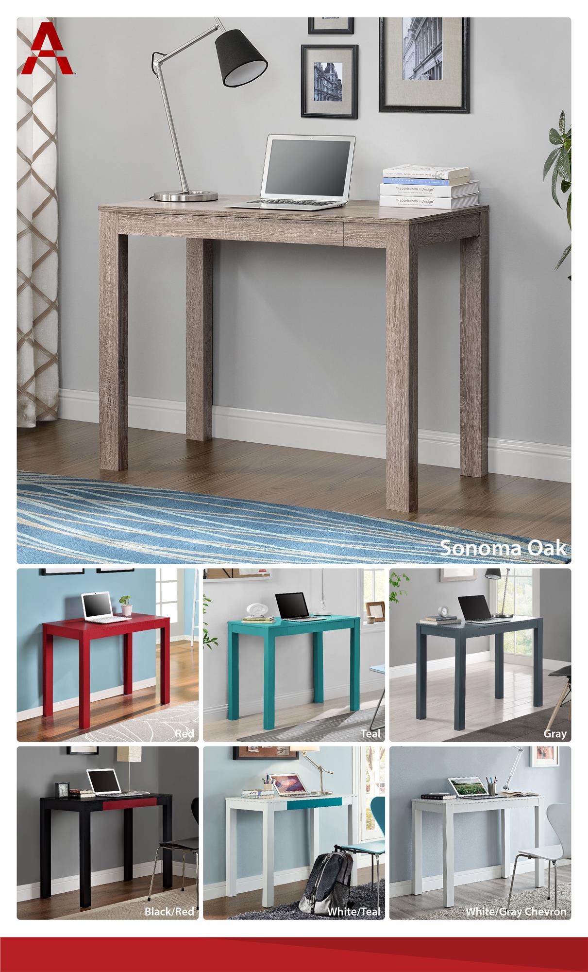 Parsons Minimalistic Desk with Drawer - Gray