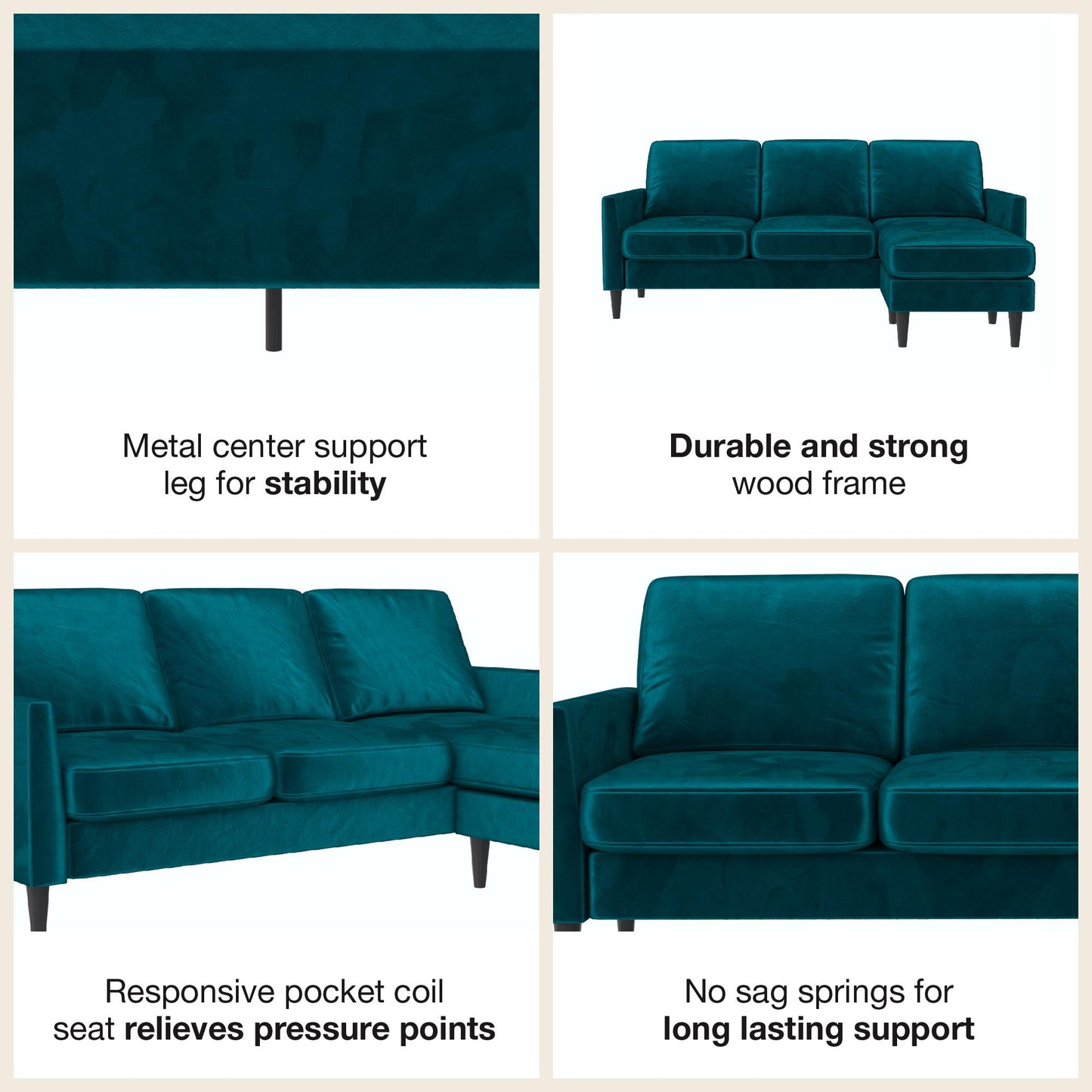 Winston Reversible Sofa Sectional - Green