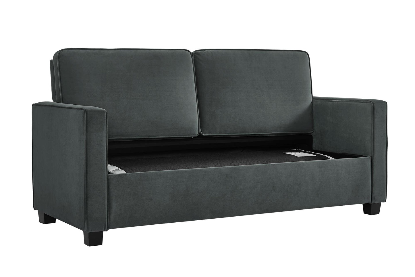DHP Cooper Loveseat Sofa Sleeper with Full Memory Foam Mattress, Gray Velvet - Gray - Full