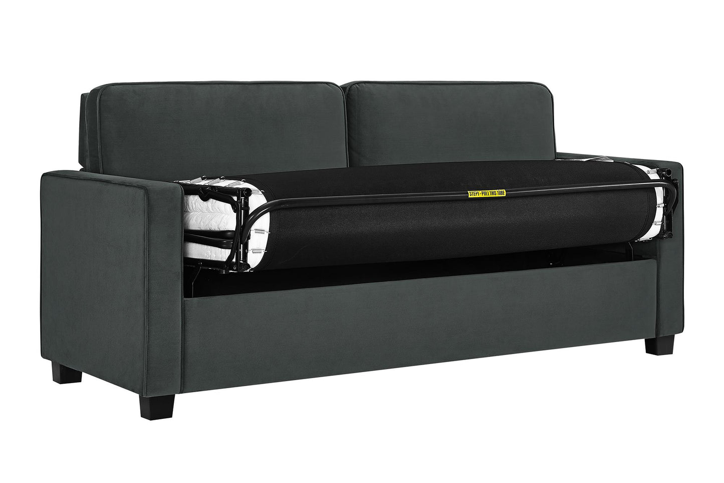 DHP Cooper Sofa Sleeper with Queen Memory Foam Mattress, Gray Velvet - Gray - Queen