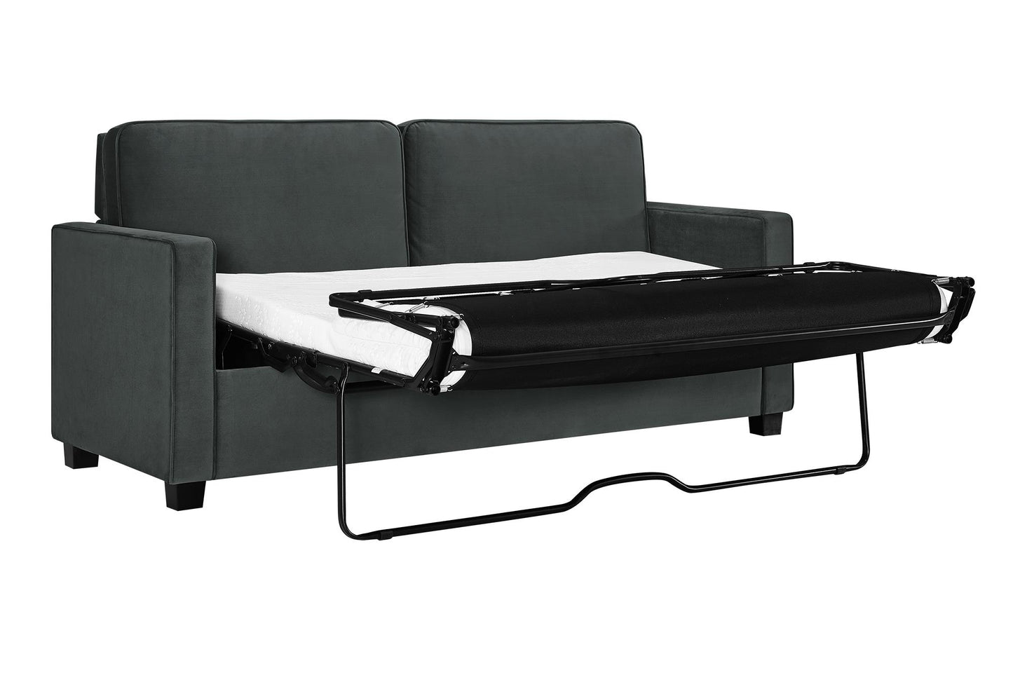 DHP Cooper Sofa Sleeper with Queen Memory Foam Mattress, Gray Velvet - Gray - Queen