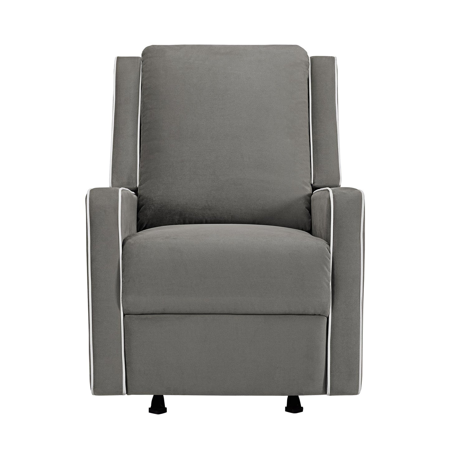Robyn Upholstered Rocker Recliner Chair with White Trim Detail - Graphite Grey