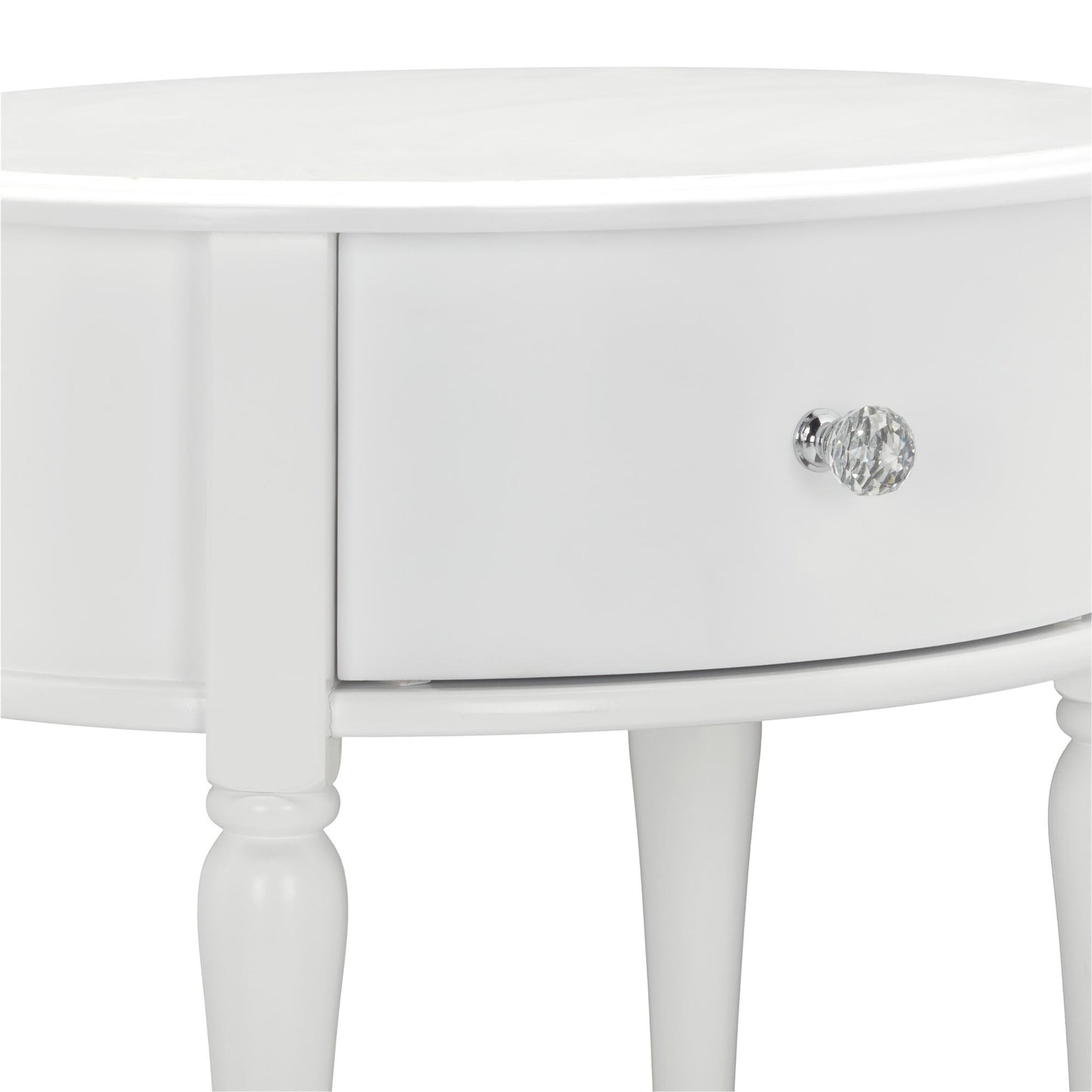 Rowan Valley Laren Oval 1 Drawer Nightstand with Wood Legs - White