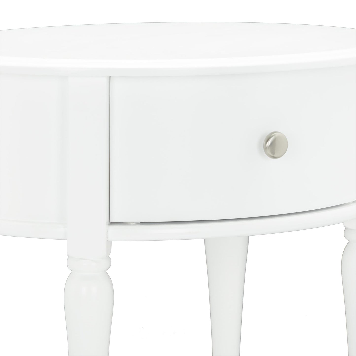 Rowan Valley Laren Oval 1 Drawer Nightstand with Wood Legs - White