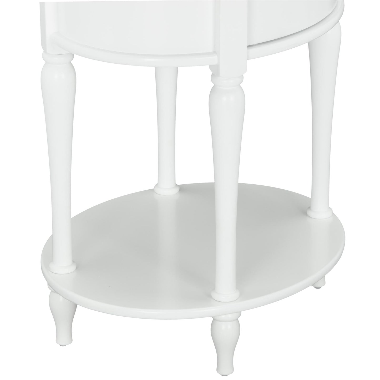 Rowan Valley Laren Oval 1 Drawer Nightstand with Wood Legs - White