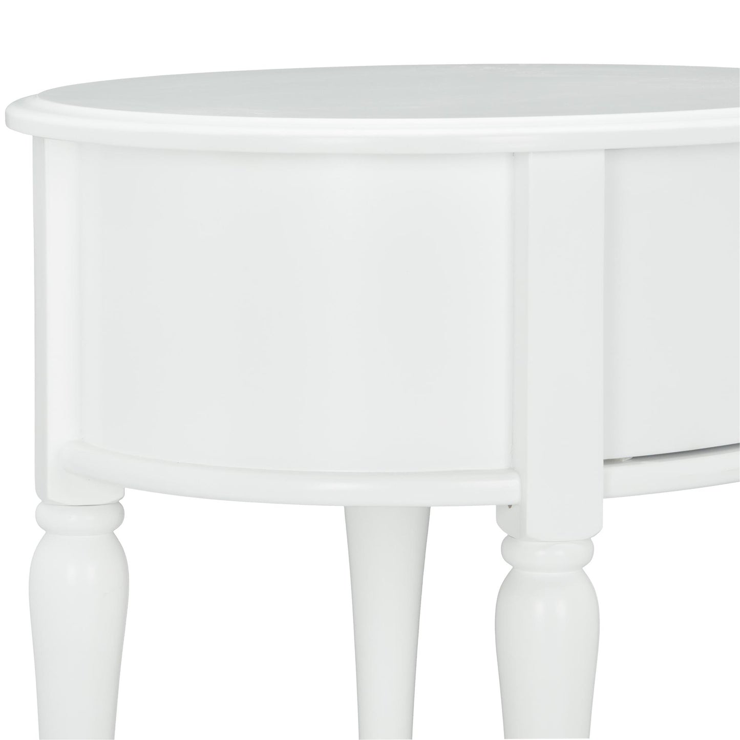 Rowan Valley Laren Oval 1 Drawer Nightstand with Wood Legs - White