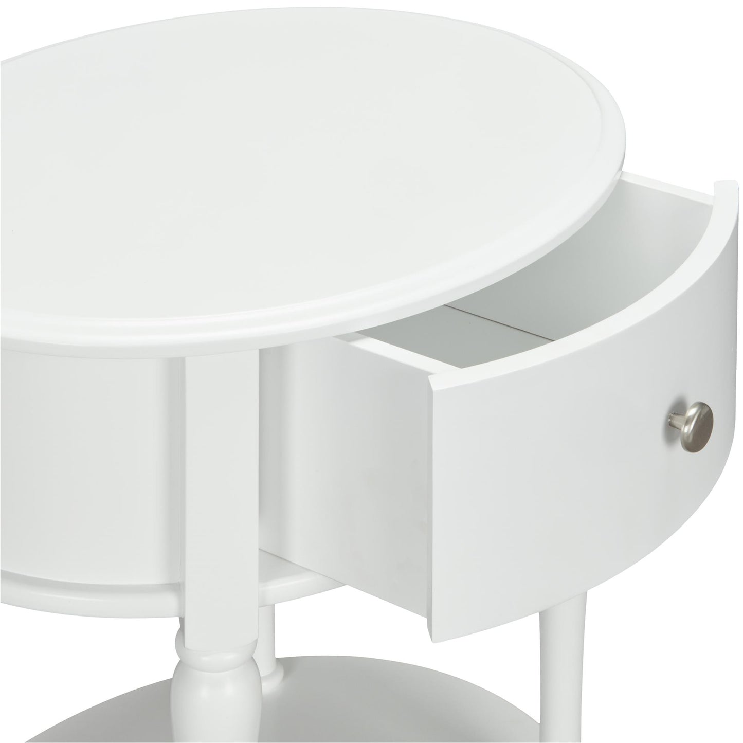 Rowan Valley Laren Oval 1 Drawer Nightstand with Wood Legs - White